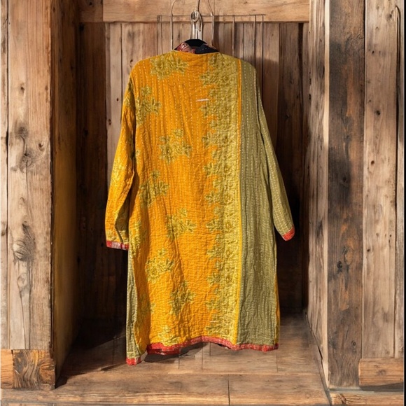 29 KANTHA Long Sleeve Cardigan w Pockets/reversible Handmade - Picture 4 of 4